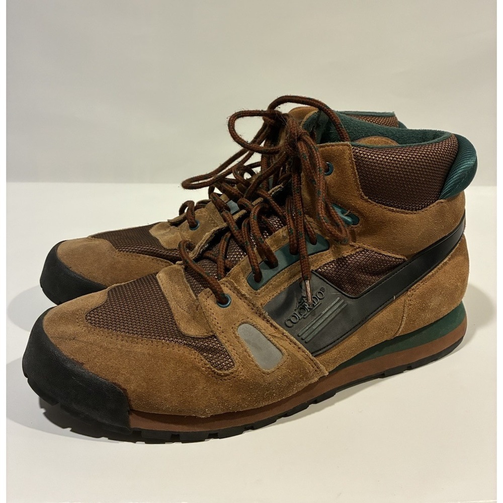 Colorado Mens Brown Suede Leather Hiking Boots Teal Accents Size 12M